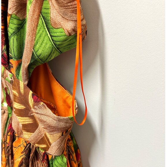 Fashion Nova Tropical Cut-Out Maxi Dress - Orange Combo -Large - Picture 3 of 4